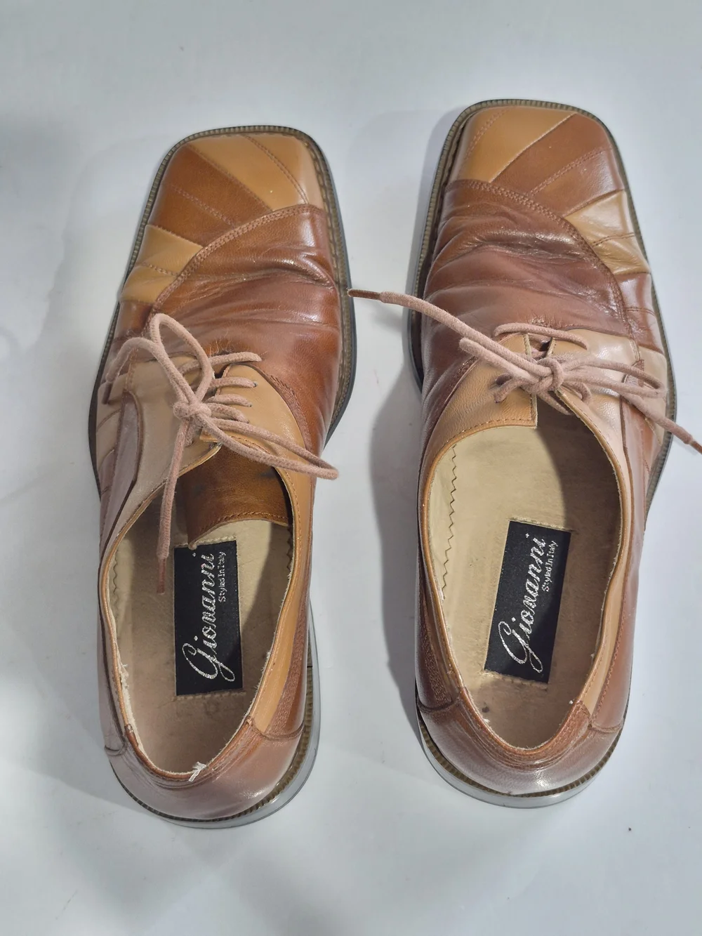 Giovanni Men's Two-Tone Brown Leather Lace-Up Dress Shoes Size 9